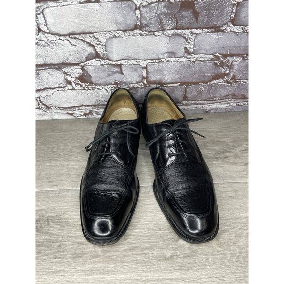 Johnston & Murphy Black Leather Square Toe  Italy Dress Shoes Men Sz 10M US/43EU - Picture 9 of 16